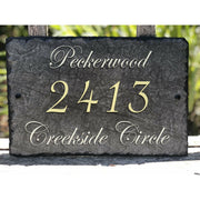 Customizable Slate Home Address House Sign - Gold Letters - Handmade and Personalized