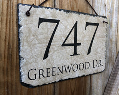 Customizable Slate Home Address House Sign - Beige - Handmade and Personalized
