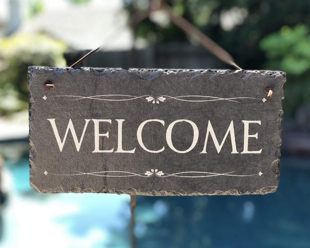 Handmade and Customizable Slate Welcome House Sign