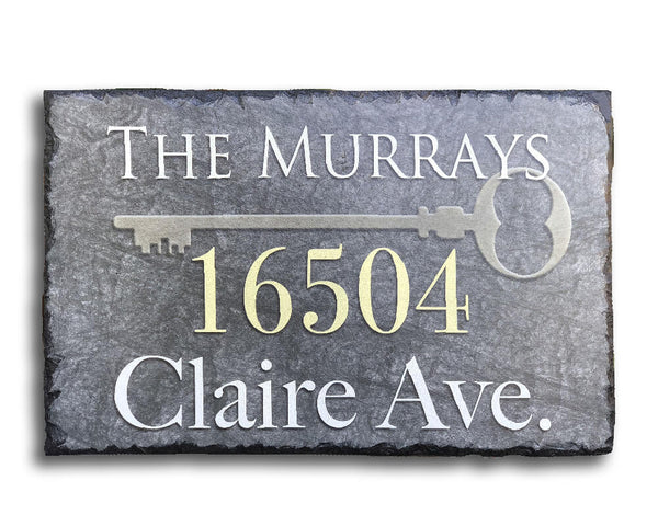 Key Home Sign Handmade and Customizable Slate House Sign - Personalized Plaque