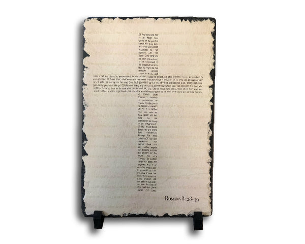 Handmade and Customizable Slate Bible Verse Sign - Cross