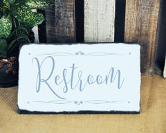 Handmade Slate Bathroom Sign - Restroom Plaque