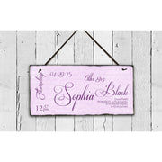Handmade and Customizable Slate Baby Girl Name Plaque with Birth Statistics - Sassy Squirrel Ink
