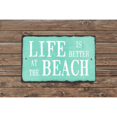 Handmade and Customizable Slate Home Sign - Life is Better at the Beach Plaque - Sassy Squirrel Ink