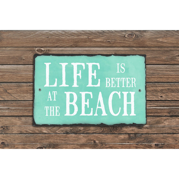 Handmade and Customizable Slate Home Sign - Life is Better at the Beach Plaque - Sassy Squirrel Ink