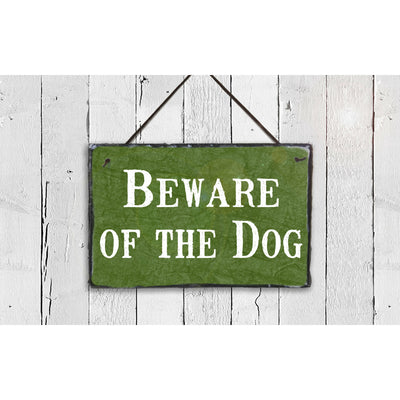 Handmade and Customizable Slate Home Sign - Beware of The Dog Plaque - Sassy Squirrel Ink