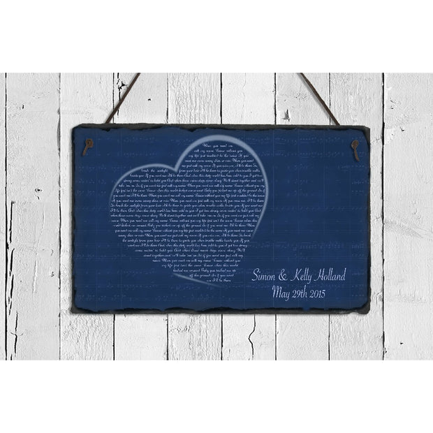 Handmade and Customizable Slate Song Lyric Sign - Heart Lyric Plaque - Sassy Squirrel Ink