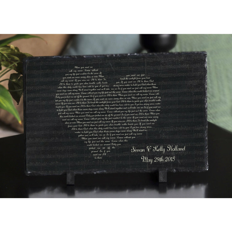 Handmade and Customizable Slate Song Lyric Sign - Heart Lyric Plaque - Sassy Squirrel Ink