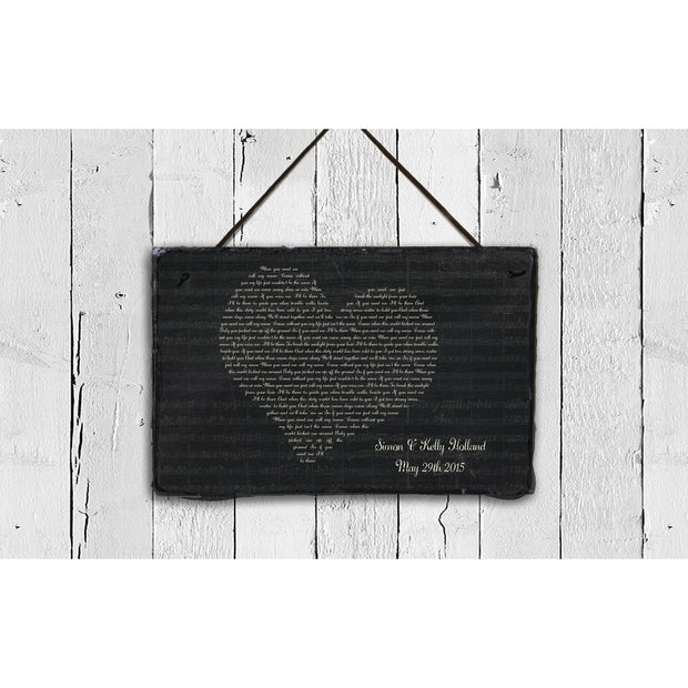 Handmade and Customizable Slate Song Lyric Sign - Heart Lyric Plaque - Sassy Squirrel Ink