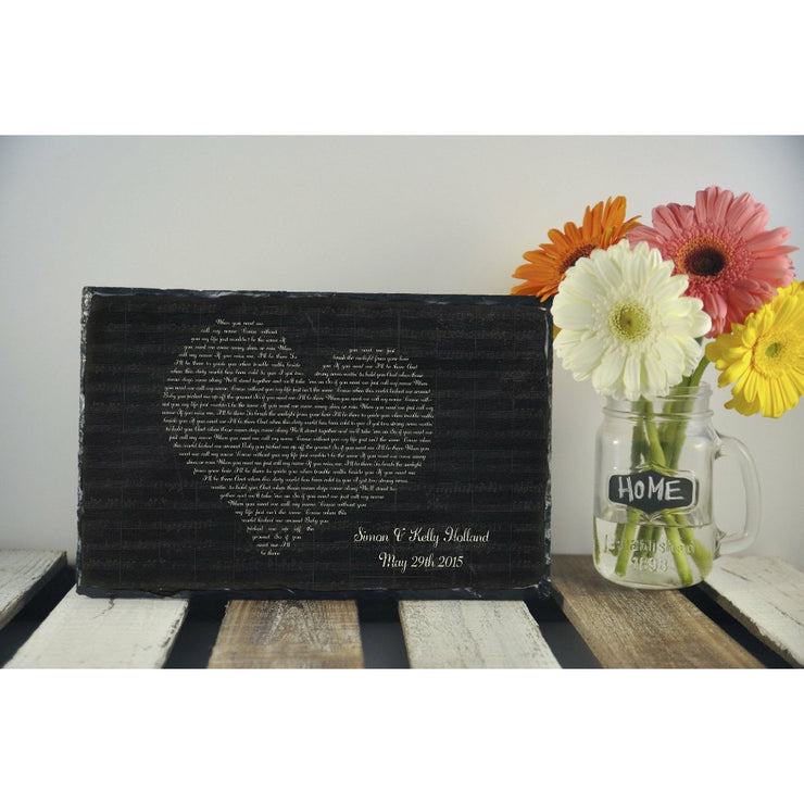 Handmade and Customizable Slate Song Lyric Sign - Heart Lyric Plaque - Sassy Squirrel Ink