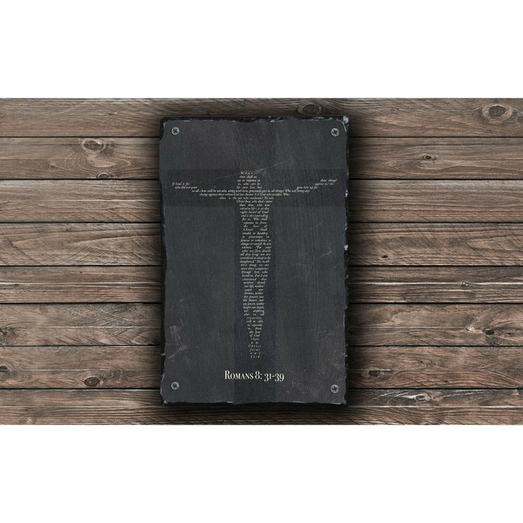 Handmade and Customizable Slate Bible Verse Sign - Christ on the Cross - Sassy Squirrel Ink