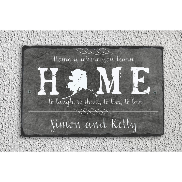 Handmade and Customizable Slate Home Sign - Personalized with Name, Address, State - Sassy Squirrel Ink