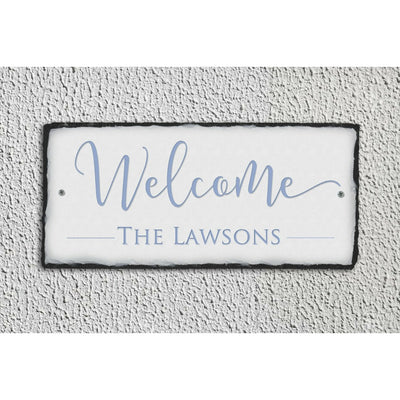Handmade and Customizable Slate Welcome Sign - Family Name Plaque - Sassy Squirrel Ink