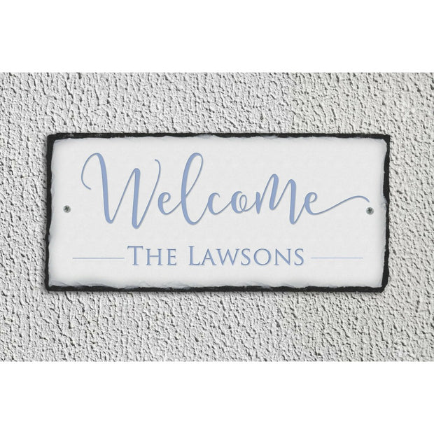 Handmade and Customizable Slate Welcome Sign - Family Name Plaque - Sassy Squirrel Ink