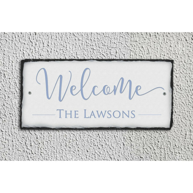 Handmade and Customizable Slate Welcome Sign - Family Name Plaque - Sassy Squirrel Ink