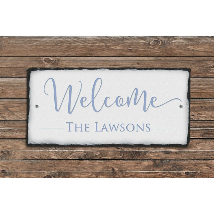 Handmade and Customizable Slate Welcome Sign - Family Name Plaque - Sassy Squirrel Ink