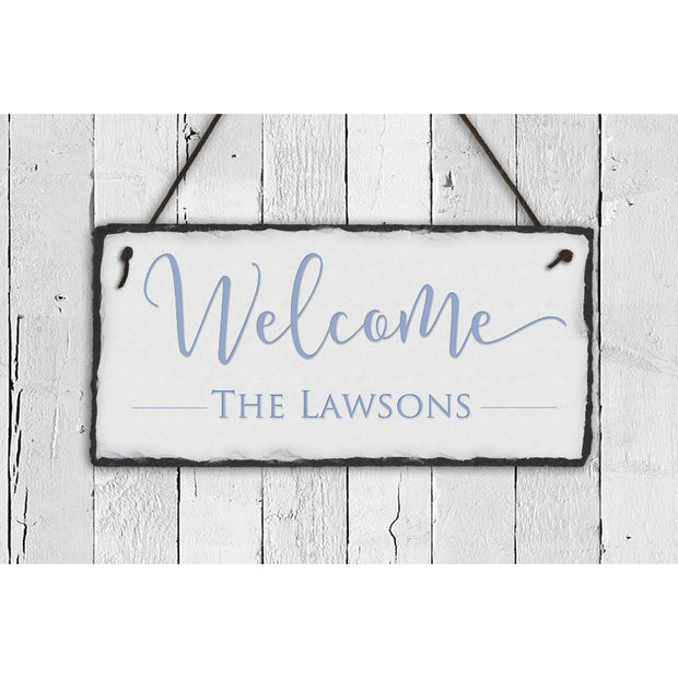 Handmade and Customizable Slate Welcome Sign - Family Name Plaque - Sassy Squirrel Ink