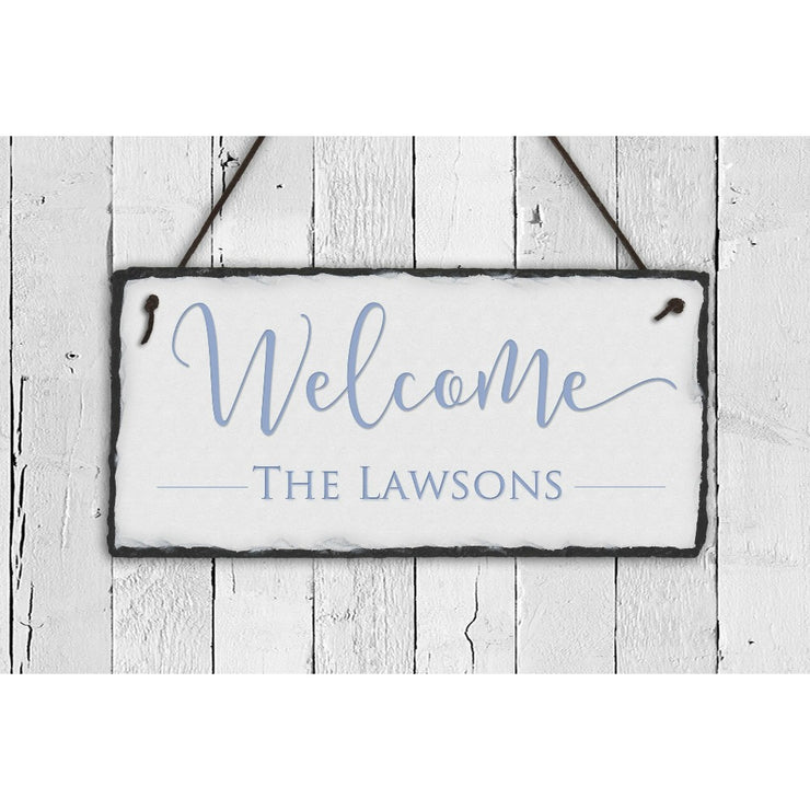 Handmade and Customizable Slate Welcome Sign - Family Name Plaque - Sassy Squirrel Ink