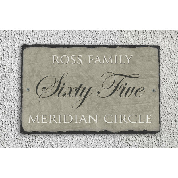 Handmade and Customizable Slate Home Address Sign - Dark Beige - Sassy Squirrel Ink