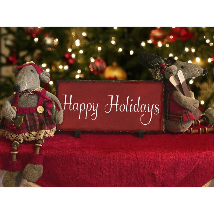 Handmade and Customizable Slate Holiday Sign - Happy Holidays - Sassy Squirrel Ink