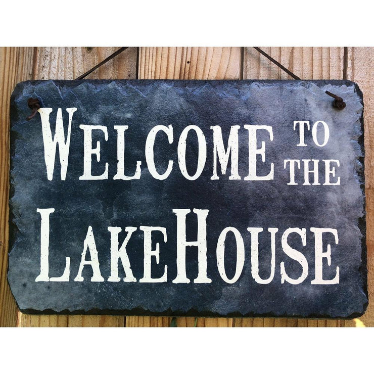 Handmade Slate House Sign - Welcome To The Lake House