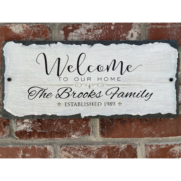 Beautifully Handcrafted and Customizable Slate Home Address Plaque. Improve the curb appeal of your property with this bespoke house sign.