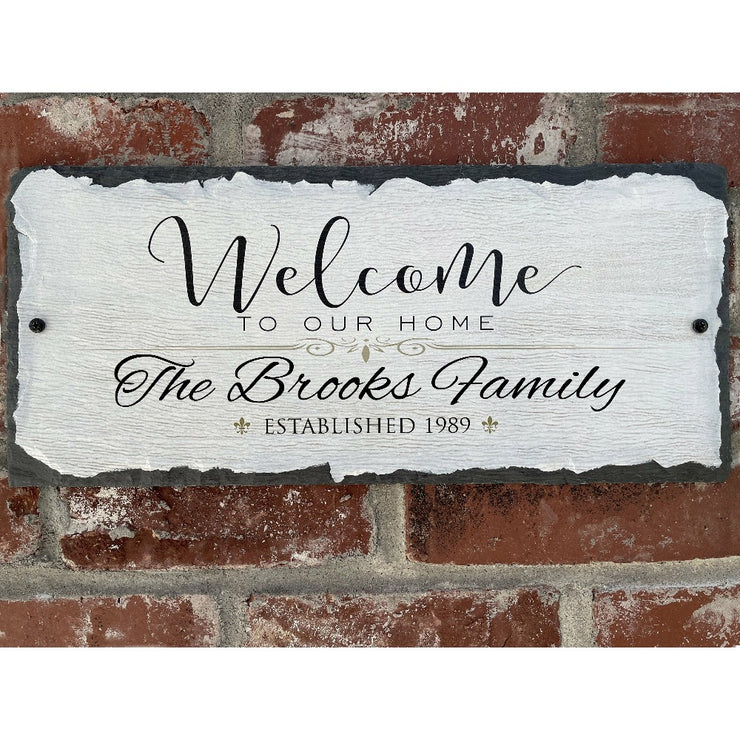 Beautifully Handcrafted and Customizable Slate Home Address Plaque. Improve the curb appeal of your property with this bespoke house sign.