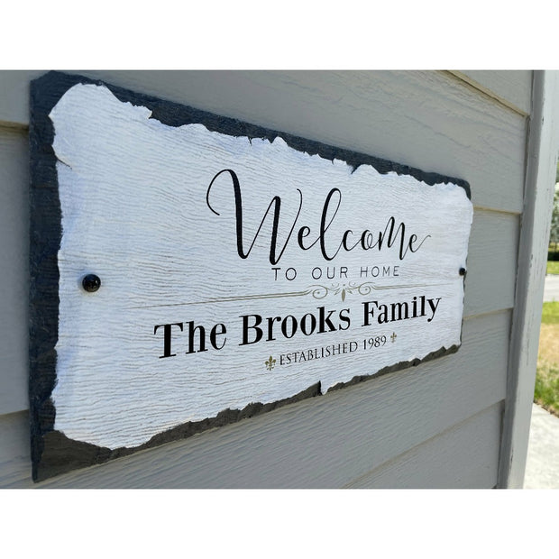 Beautifully Handcrafted and Customizable Slate Home Address Plaque. Improve the curb appeal of your property with this bespoke house sign.