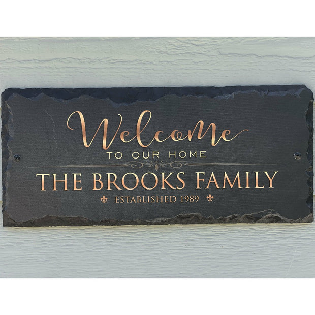 Beautifully Handcrafted and Customizable Slate Home Address Plaque. Improve the curb appeal of your property with this bespoke house sign.