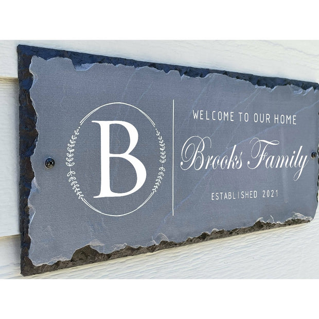 Beautifully Handcrafted and Customizable Slate Home Address Plaque. Improve the curb appeal of your property with this bespoke house sign.