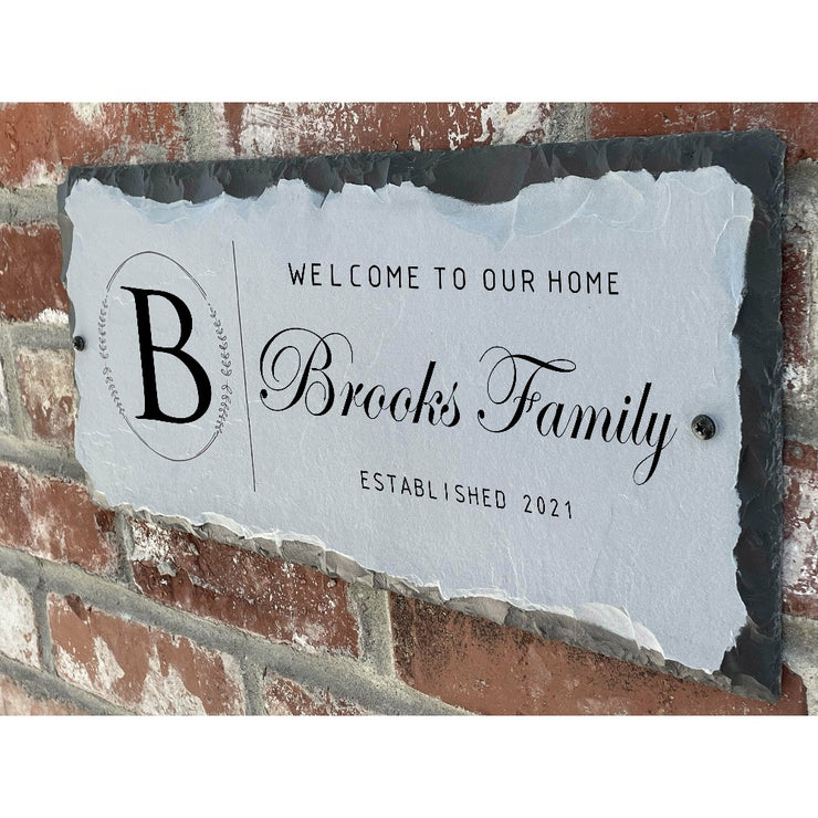 Beautifully Handcrafted and Customizable Slate Home Address Plaque. Improve the curb appeal of your property with this bespoke house sign.
