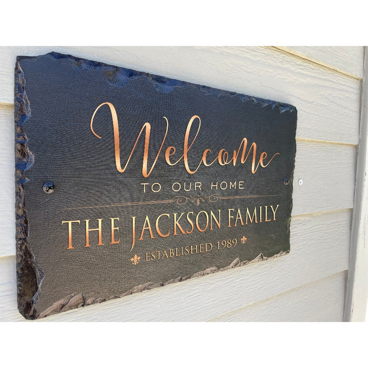 Beautifully Handcrafted and Customizable Slate Home Address Plaque. Improve the curb appeal of your property with this bespoke house sign.
