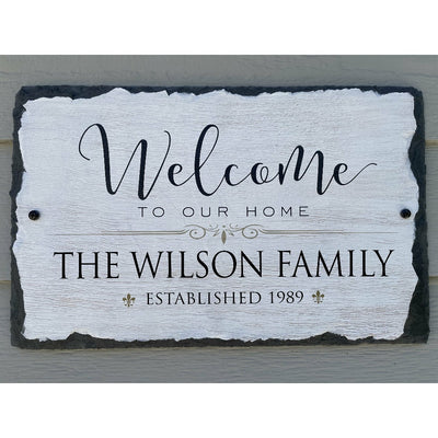 Beautifully Handcrafted and Customizable Slate Home Address Plaque. Improve the curb appeal of your property with this bespoke house sign.