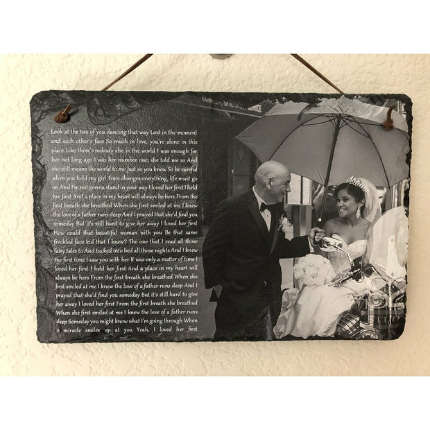 Customizable Slate Photograph - Handmade and Personalized Photo Plaque Color or B/W with your choice of text