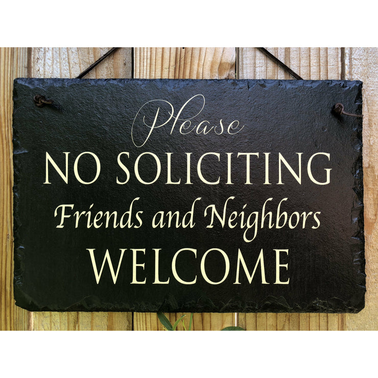 Handmade Slate House Plaque - No Soliciting Sign