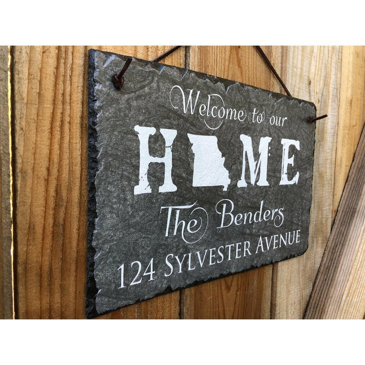 Customizable Slate Home State Sign - Handmade and Personalized with Name, Address and State