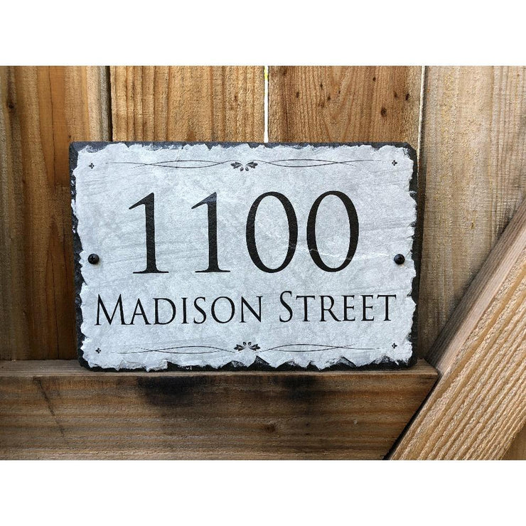 Customizable Slate Home Address House Sign - Light Grey - Handmade and Personalized