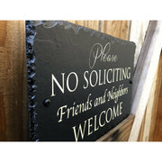 Handmade Slate House Plaque - No Soliciting Sign