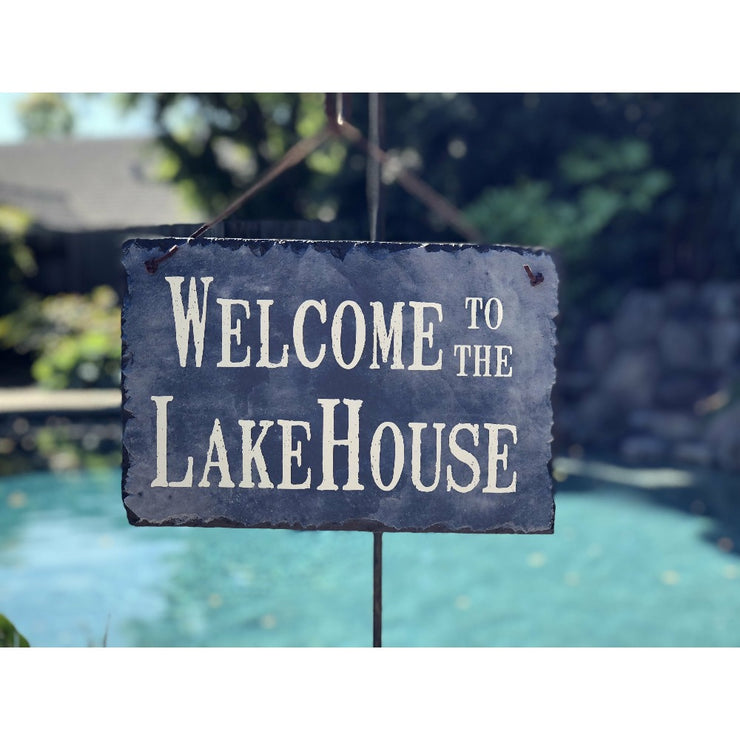 Handmade Slate House Sign - Welcome To The Lake House