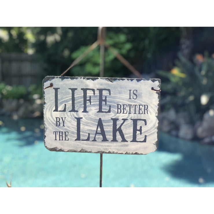 Handmade Slate Home Sign - Life is Better by the Lake Plaque