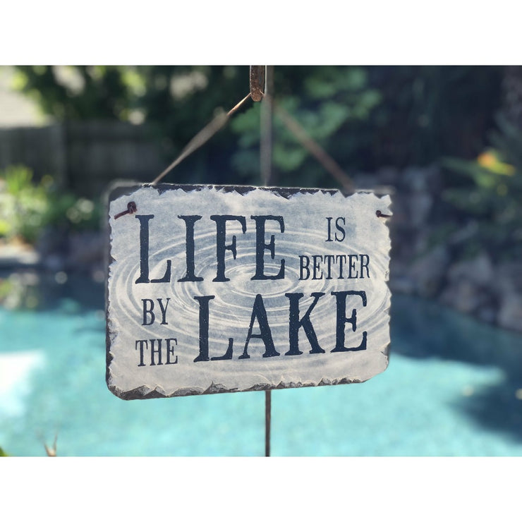 Handmade Slate Home Sign - Life is Better by the Lake Plaque