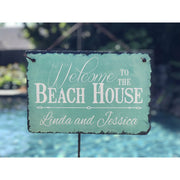 Customizable Slate House Sign - Welcome To The Beach House Plaque - Handmade and Personalized