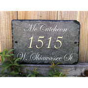 Customizable Slate Home Address House Sign - Gold Letters - Handmade and Personalized