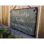 Customizable Slate Welcome Sign - Family Name Plaque - Handmade and Personalized