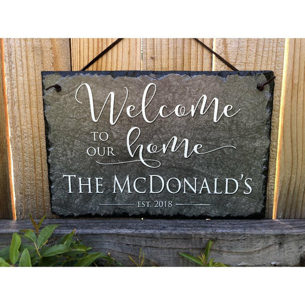 Customizable Slate Welcome Sign - Family Name Plaque - Handmade and Personalized