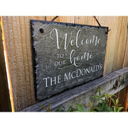 Customizable Slate Welcome Sign - Family Name Plaque - Handmade and Personalized