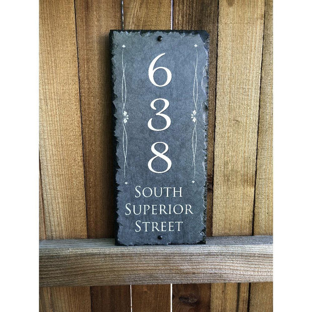 Customizable Slate House Number Sign - Tall House Number Plaque - Handmade and Personalized