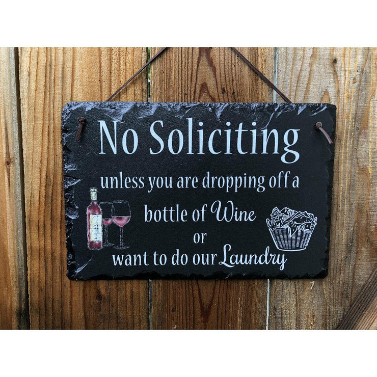 Handmade Slate House Plaque - No Soliciting Sign