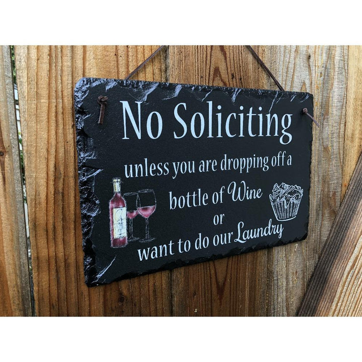 Handmade Slate House Plaque - No Soliciting Sign