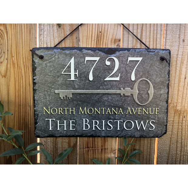 Customizable Slate Home Address House Sign - Key Plaque - Handmade and Personalized